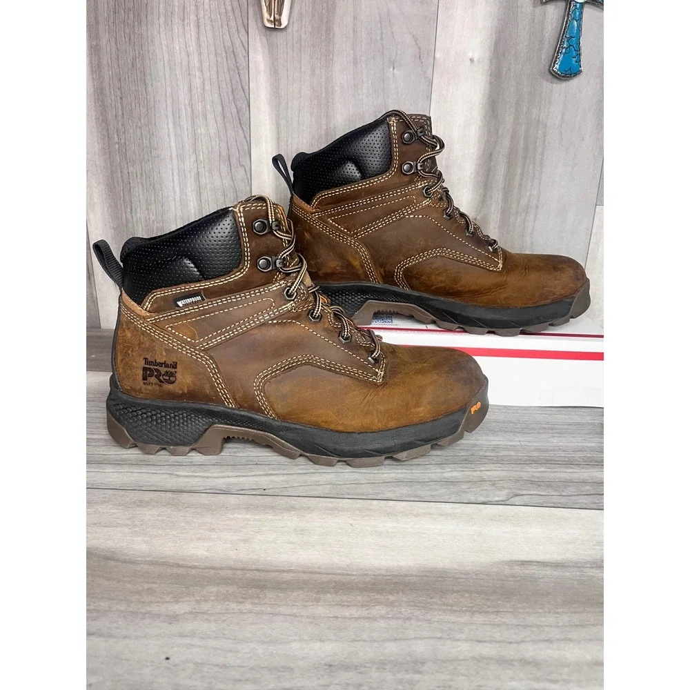 Timberland Pro Titan EV Work Boots Mens 8.5M Brown Good Waterproof